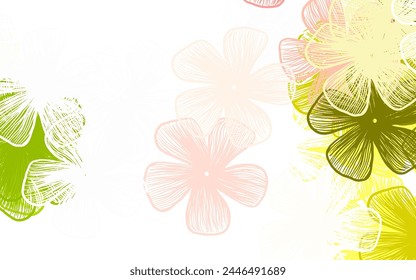 Light Green, Red vector natural artwork with flowers Doodle illustration of flowers in Origami style. Hand painted design for web, wrapping.