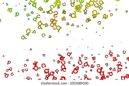 Light Green, Red vector pattern with ABC symbols. Modern geometrical illustration with ABC english symbols. The pattern can be used for school, grammar websites.