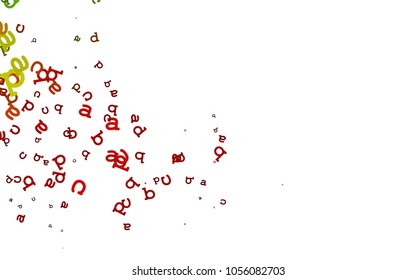 Light Green, Red vector pattern with ABC symbols. Shining illustration with ABC symbols on abstract template. The pattern can be used as ads, poster, banner for books.