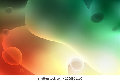 Light Green, Red vector pattern with bent ribbons. Blurred geometric sample with gradient bubbles.  The elegant pattern for brand book.