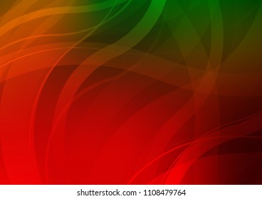 Light Green, Red vector pattern with bent ribbons. A vague circumflex abstract illustration with gradient. Brand new design for your ads, poster, banner.