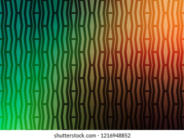 Light Green, Red vector pattern with narrow lines. Glitter abstract illustration with colored sticks. The template can be used as a background.