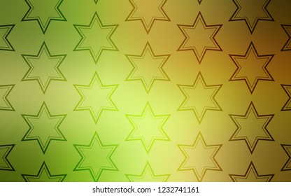 Light Green, Red vector pattern with christmas stars. Shining colored illustration with stars. Template for sell phone backgrounds.