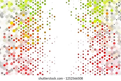 Light Green, Red vector pattern with spheres. Colorful illustration with blurred circles in nature style. Design for business adverts.