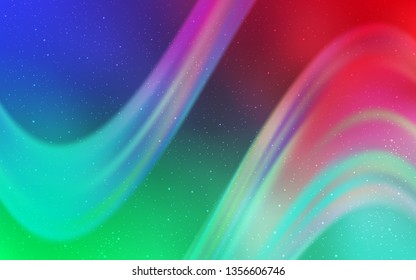 Light Green, Red vector pattern with night sky stars. Space stars on blurred abstract background with gradient. Template for cosmic backgrounds.