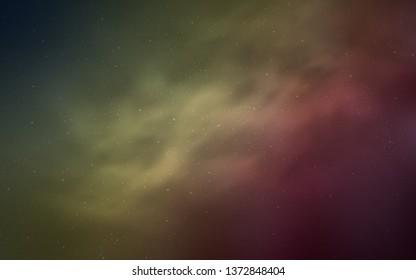 Light Green, Red vector pattern with night sky stars. Shining colored illustration with bright astronomical stars. Pattern for astronomy websites.