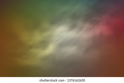 Light Green, Red vector pattern with night sky stars. Space stars on blurred abstract background with gradient. Best design for your ad, poster, banner.