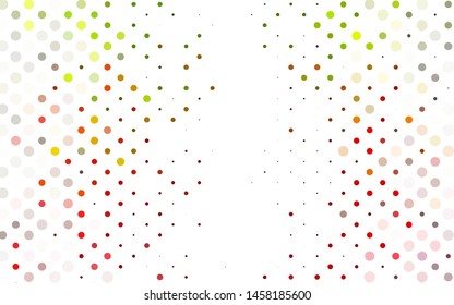 Light Green, Red vector pattern with spheres. Illustration with set of shining colorful abstract circles. Design for business adverts.