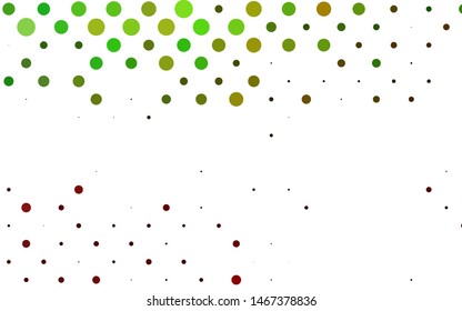 Light Green, Red vector pattern with spheres. Beautiful colored illustration with blurred circles in nature style. Pattern for ads, booklets.