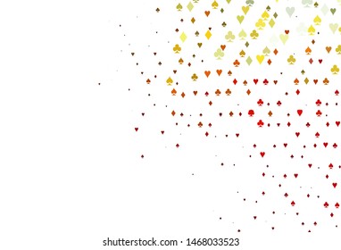 Light Green, Red vector pattern with symbol of cards. Blurred decorative design of hearts, spades, clubs, diamonds. Smart design for your business advert of casinos.