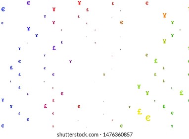 Light Green, Red vector pattern with EUR, JPY, GBP. Blurred design in with symbols of EUR, JPY, GBP. Best design for your ad, poster, banner of money.