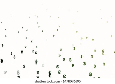 Light Green, Red vector pattern with symbols of currency. Modern abstract illustration with symbols of digital money. Pattern for financial, investment websites.