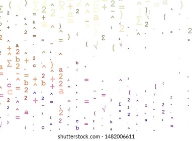 Light Green, Red vector pattern with arithmetic signs. Modern geometrical illustration with numerals. Template for cell phone backgrounds.