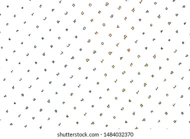 Light Green, Red vector pattern with ABC symbols. Blurred design in simple style with signs of alphabet. Best design for a college poster, banner.