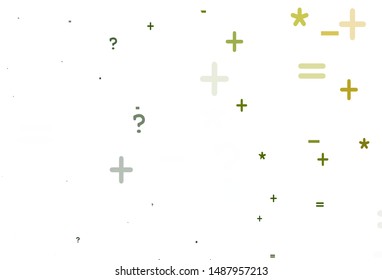 Light Green, Red vector pattern with Digit symbols. Illustration with Numeral symbols on abstract template. Template for landing page of typography.