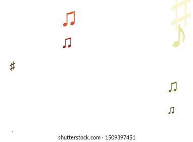 Light Green, Red vector pattern with music elements. Isolated colorful music keys on abstract background. Modern design for wallpapers.