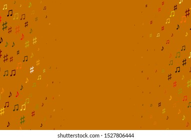 Light Green, Red vector pattern with music elements. Modern abstract illustration with melody keys. Pattern for school ad, booklets.