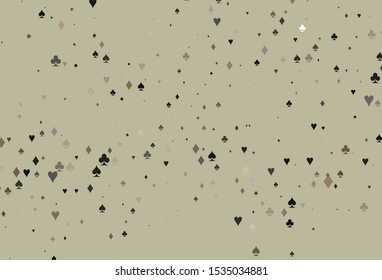 Light Green, Red vector pattern with symbol of cards. Blurred decorative design of hearts, spades, clubs, diamonds. Template for business cards of casinos.