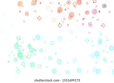 Light Green, Red vector pattern with fresh ingredients. Colorful decorative design of snacks in doodle style. Pattern for menu of cafes, bars, restaurants.