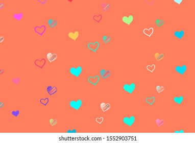 Light Green, Red vector pattern with colorful hearts. Illustration with hearts in love concept for valentine's day. Template for Valentine's greeting postcards.