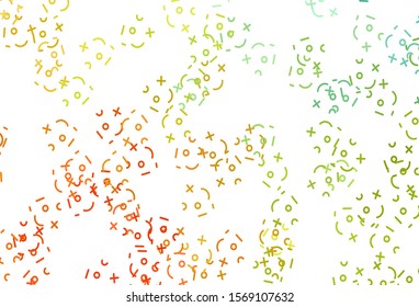 Light Green, Red vector pattern with Digit symbols. Abstract illustration with colored algebra signs. Smart design for university advert.