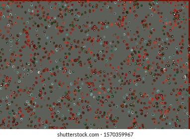 Light Green, Red vector pattern with spheres. Beautiful colored illustration with blurred circles in nature style. Pattern of water, rain drops.