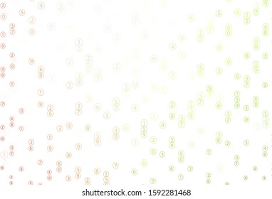 Light Green, Red vector pattern with Digit symbols. Blurred design in simple style with collection of numerals. Best design a poster, banner of a math college.