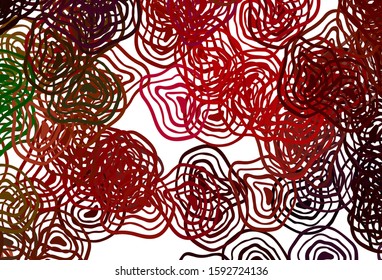 Light Green, Red vector pattern with curved lines. Colorful illustration in simple style with gradient. Template for cell phone screens.
