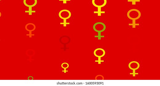 Light Green, Red vector pattern with feminism elements. Colorful feminism symbols with a gradient in modern style. Design for landing pages.