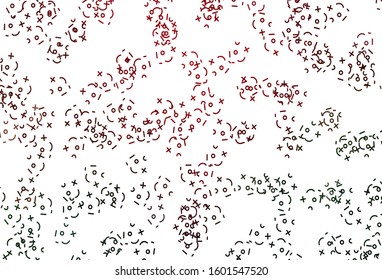 Light Green, Red vector pattern with Digit symbols. Modern geometrical illustration with numerals. Smart design for university advert.