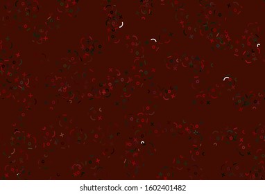 Light Green, Red vector pattern with Digit symbols. Modern geometrical illustration with numerals. Smart design for university advert.