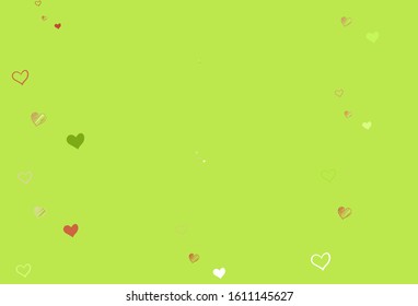 Light Green, Red vector pattern with colorful hearts. Illustration with hearts in love concept for valentine's day. Pattern for carnival, festival romantic leaflets.