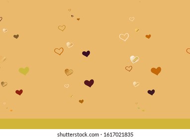 Light Green, Red vector pattern with colorful hearts. Illustration with shapes of gradient hearts on blur backdrop. Design for a business advert of anniversary.