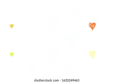 Light Green, Red vector pattern with colorful hearts. Decorative design with hearts in simple style . Template for Valentine's greeting postcards.