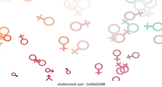 Light Green, Red vector pattern with feminism elements. Colorful feminism symbols with a gradient in modern style. Sample for your web designers.