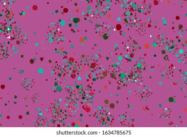 Light Green, Red vector pattern with random forms. Decorative design in abstract style with random forms. Best smart design for your business.