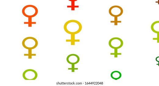Light Green, Red vector pattern with feminism elements. Illustration with signs of women's strength and power. Design for landing pages.