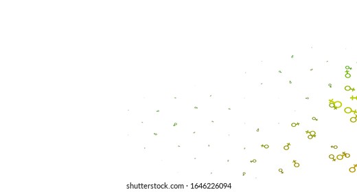 Light Green, Red vector pattern with feminism elements. Illustration with signs of women's strength and power. Smart design for your apps.