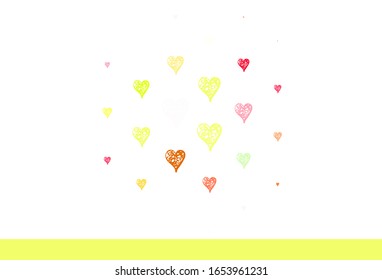 Light Green, Red vector pattern with colorful hearts. Beautiful abstract hearts on colorful gradient background. Pattern for marriage gifts, congratulations.