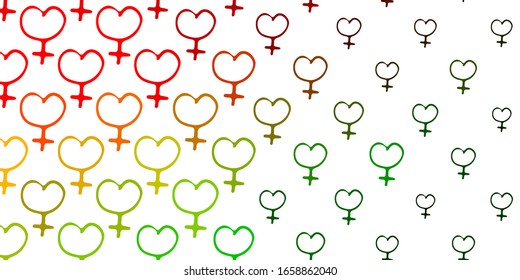 Light Green, Red vector pattern with feminism elements. Simple design in abstract style with women’s rights activism. Design for International Women’s Day.