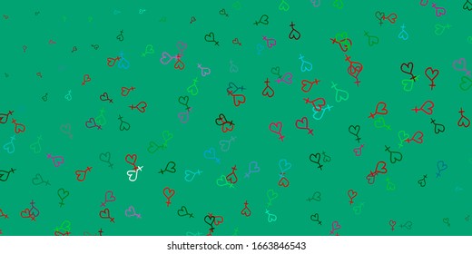 Light Green, Red vector pattern with feminism elements. Colorful feminism symbols with a gradient in modern style. Simple design for your web site.