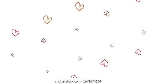Light Green, Red vector pattern with colorful hearts. Glitter abstract illustration with colorful hearts in romantic style. Pattern for carnival, festival romantic leaflets.