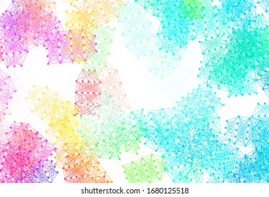 Light Green, Red vector pattern with artificial intelligence network. Shining colorful illustration with real structure of AI. Pattern for  poster, banner of technology.