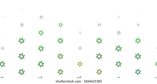 Light Green, Red vector pattern with coronavirus elements. Colorful  gradient illness symbols in simple abstract style. Design for biohazard warning.