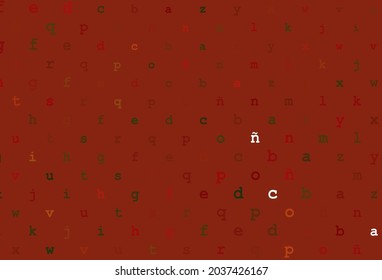 Light green, red vector pattern with ABC symbols. Shining illustration with ABC symbols on abstract template. The pattern can be used for school, grammar websites.