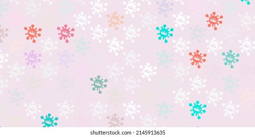 Light green, red vector pattern with coronavirus elements. Colorful  gradient illness symbols in simple abstract style. Best design for quarantine events.