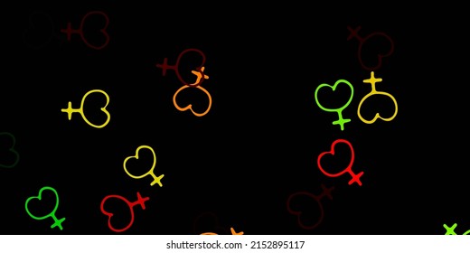 Light Green, Red vector pattern with feminism elements. Abstract illustration with a depiction of women's power. Simple design for your web site.