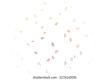 Light Green, Red vector pattern with music elements. Isolated colorful music keys on abstract background. Pattern for festival leaflets.