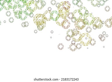 Light Green, Red vector pattern with spheres. Blurred bubbles on abstract background with colorful gradient. Design for posters, banners.