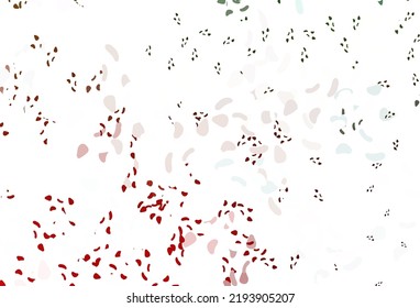 Light green, red vector pattern with chaotic shapes. Decorative design in abstract style with random forms. Elegant design for wallpapers.